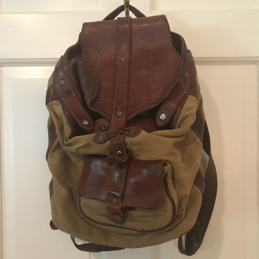 Rugby leather/canvas backpack